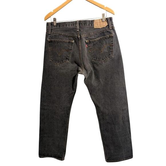Levis 501 Jeans Mens 36x30 Pants Black Wash Workwear Faded Button Fly #499 - Picture 2 of 14